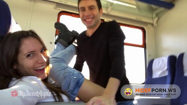 OnlyFans.com - MySweetApple - Amateur Couple Fucking on a Train with Facial [FullHD 1080p]