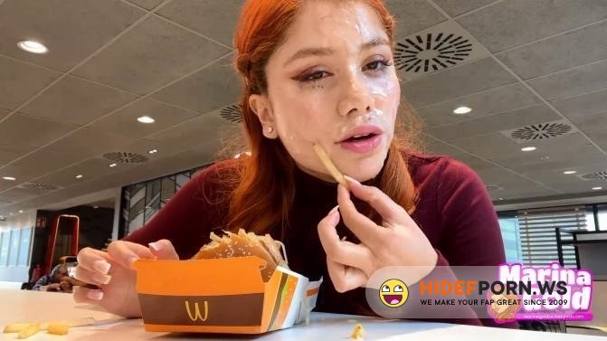 Xvideos - Marina Gold - Cum Drenched Teen Eats A Burguer Bukkake [2022/FullHD]