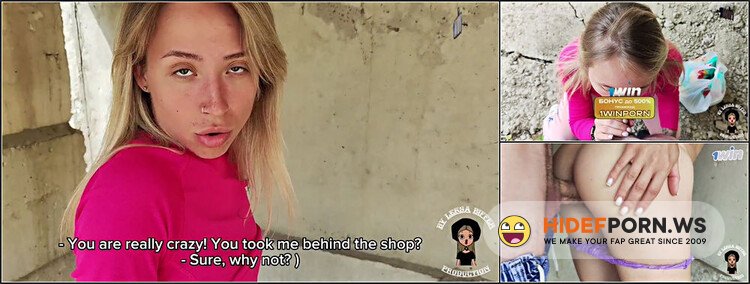 Leksa Biffer - Real Extreme Public Sex Sloppy Deep Sucking With a New Pretty Neighbour Behind The Shop. [FullHD 1080p]