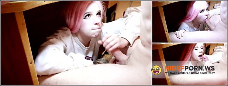 Only Fans - Cute Pink Haired Gamer Teen Gives Blowjob Under Desk [HD 720p]