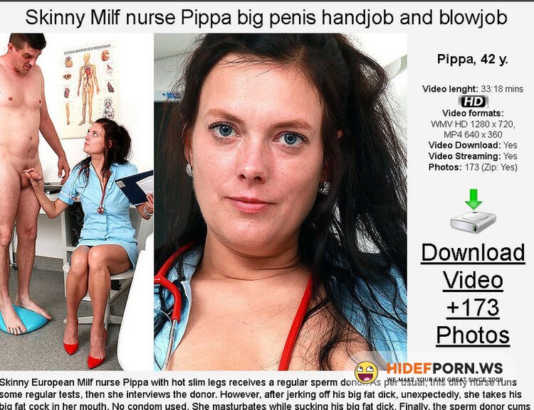 spermhospital.com - Pippa b: Lean Milf nurse Pippa big cock tugjob and blowjob [HD 720p]