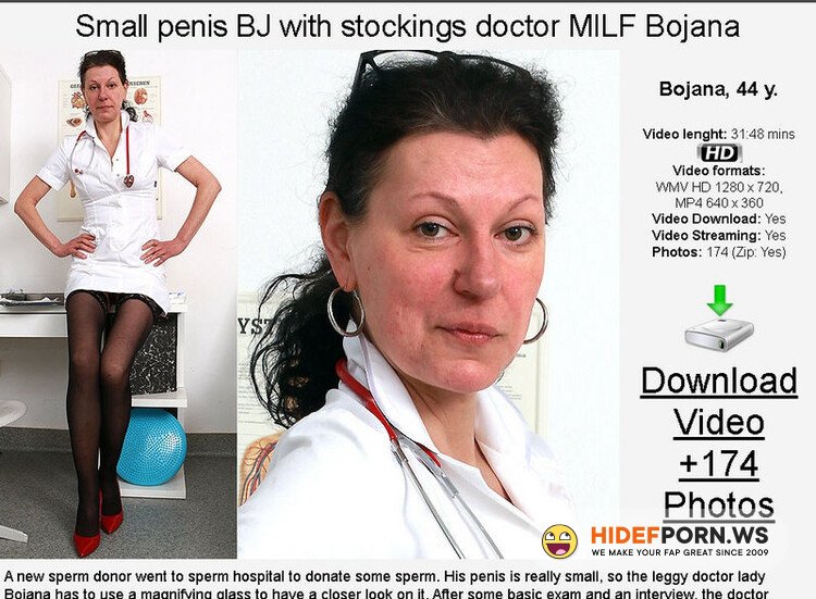 spermhospital.com - Bojana k: Small cock BJ feat. stockings doctor lady Bojana [HD 720p]