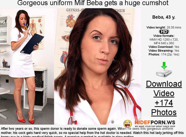 spermhospital.com - Beba k : Foxy uniform mother Beba gets a huge cumshot [HD 720p]