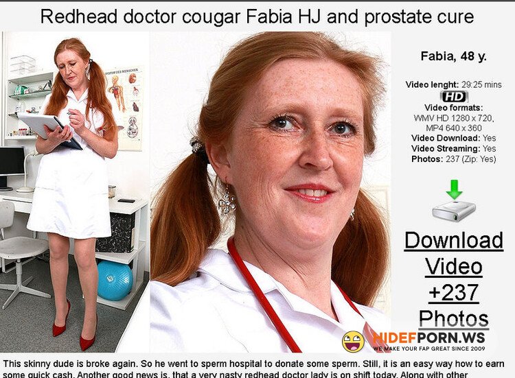 spermhospital - Fabia m : Ginger doctor lady Fabia HJ and prostate massage [HD 720p]